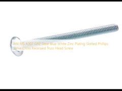 M4 M5  A307 GR2  Steel Blue White Zinc Plating Slotted Phillips Drive Cross Recessed Truss Head Screw